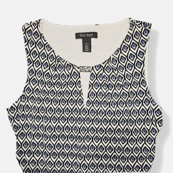 WHBM | Keyhole Front Sleeveless Ruched Pattern Blouse - Size M - Picture 3 of 6